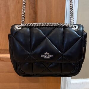 Coach Quilted Black Leather Shoulder Bag